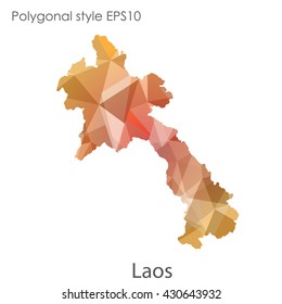 Laos map in geometric polygonal style.Abstract gems triangle,modern design background.