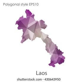 Laos map in geometric polygonal style.Abstract gems triangle,modern design background.
