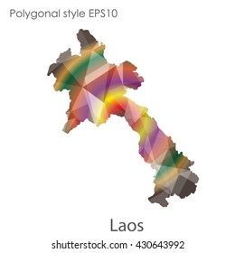 Laos map in geometric polygonal style.Abstract gems triangle,modern design background.