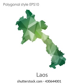Laos map in geometric polygonal style.Abstract gems triangle,modern design background.