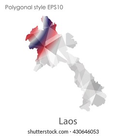 Laos map in geometric polygonal style.Abstract gems triangle,modern design background.