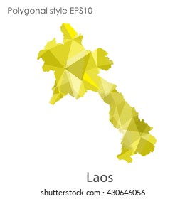 Laos map in geometric polygonal style.Abstract gems triangle,modern design background.