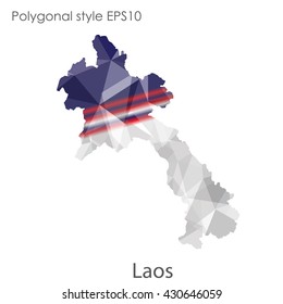 Laos map in geometric polygonal style.Abstract gems triangle,modern design background.