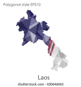 Laos map in geometric polygonal style.Abstract gems triangle,modern design background.