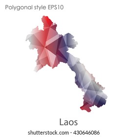 Laos map in geometric polygonal style.Abstract gems triangle,modern design background.