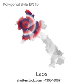 Laos map in geometric polygonal style.Abstract gems triangle,modern design background.