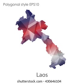 Laos map in geometric polygonal style.Abstract gems triangle,modern design background.