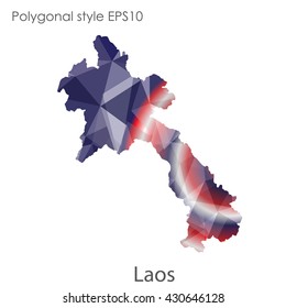 Laos map in geometric polygonal style.Abstract gems triangle,modern design background.