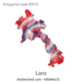Laos map in geometric polygonal style.Abstract gems triangle,modern design background.