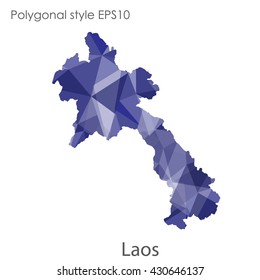 Laos map in geometric polygonal style.Abstract gems triangle,modern design background.