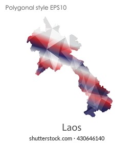 Laos map in geometric polygonal style.Abstract gems triangle,modern design background.
