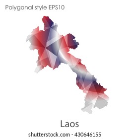 Laos map in geometric polygonal style.Abstract gems triangle,modern design background.