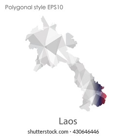 Laos map in geometric polygonal style.Abstract gems triangle,modern design background.