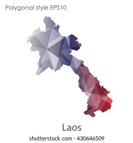 Laos map in geometric polygonal style.Abstract gems triangle,modern design background.