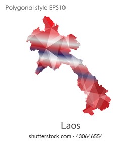 Laos map in geometric polygonal style.Abstract gems triangle,modern design background.