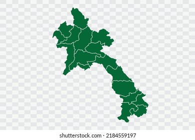 Laos Map green Color on White Background quality files Png