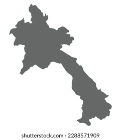 Mapa gris de Laos sobre fondo transparente