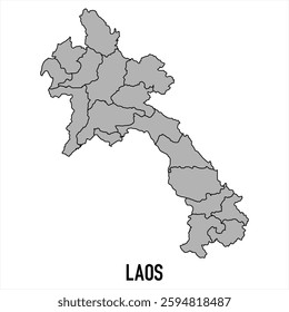 Laos map in grey style isolated on white background. Vector illustration