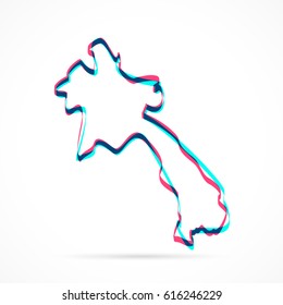 Laos Map hand drawn with blue and pink highlighters, isolated on a blank background.
Vector illustration, easy to edit, manipulate, resize or colorize.