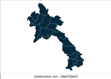 laos map High Detailed on white background.