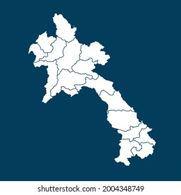 Mapa de Laos Alto detallado sobre el fondo verde. color blanco. Resumen de la ilustración vectorial de diseño eps 10