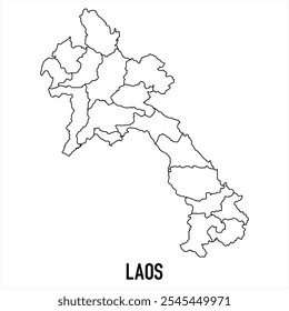 laos map icon isolated on white background. Outline map. Simple line icon. Vector illustration