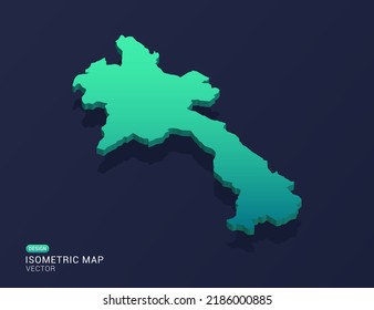 Laos map of isometric green gradient vector illustration.