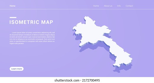 Laos map of isometric purple vector illustration. Web banner layout template.