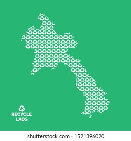 Laos map made from recycling symbol. Environmental concept