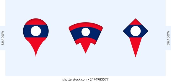 Laos Map Markers Set. Perfect for projects related to Laos, travel, geography, and international representation. Vector collection.