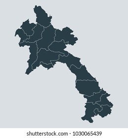 Laos map on gray background vector, Laos  Map Outline Shape Gray on White Vector Illustration,
High detailed Gray illustration map Laos.