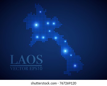 Laos map page symbol for your web site design Laos map logo, app, UI. Wire frame 3D mesh polygonal network line, design sphere, dot and structure.