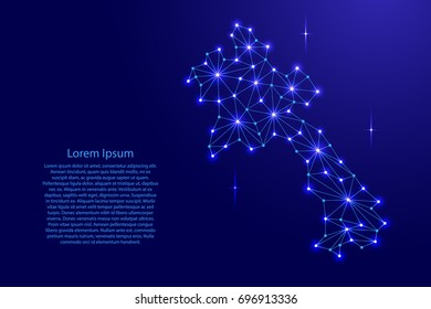 Laos map of polygonal mosaic lines network, rays and space stars of vector illustration.