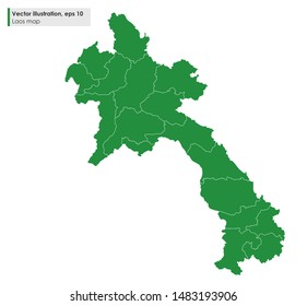laos map with regions vector illustration on white background