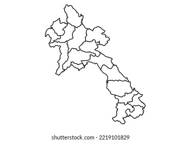 Sombra del mapa de Laos en forma de línea mínima de contorno delgada ilustración vectorial aislada