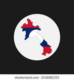Laos map silhouette with flag on white background