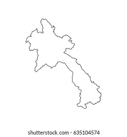 Laos map silhouette on the white background. Vector illustration