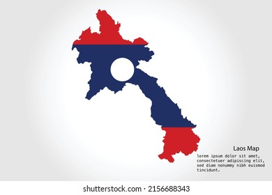 Laos Map stripes. Vector illustration Color on White Backgound