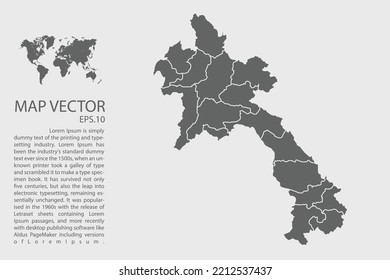 Laos map vector, Abstract design vector illustration Eps 10. High Detailed on white background.