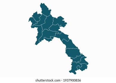 Laos map vector. blue color on white background.