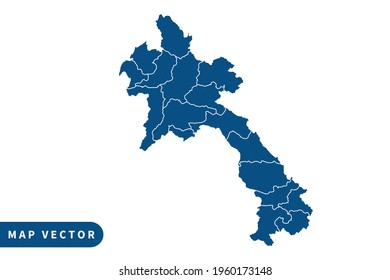 Laos map vector, blue color . on white background. vector eps 10.