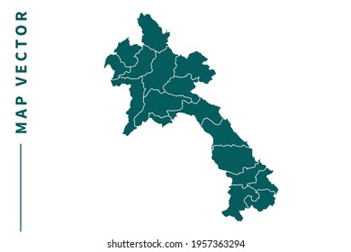 Laos map vector. green color on white background.