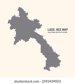 Laos Map Vector Hexagonal Halftone Pattern Isolate On Light Background. Hex Texture in the Form of a Map of Laos. Modern Technological Contour Map of Laos for Design or Business Projects