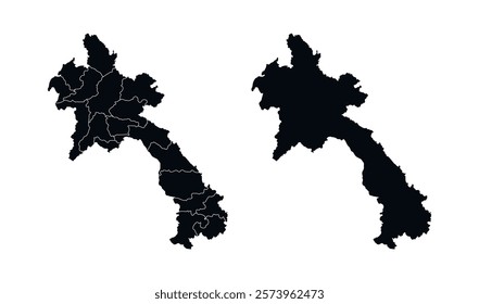 Laos Map vector icon. Map of Laos Black Silhouette.