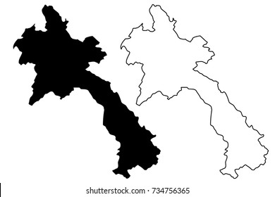Laos map vector illustration, scribble sketch Laos 
