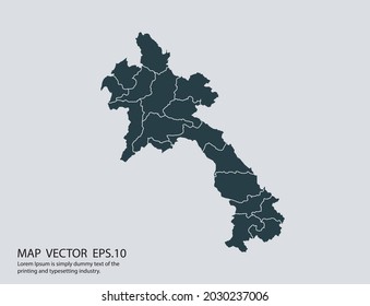 Laos map vector, isolated on gray background