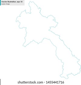 laos map vector line illustration on white background