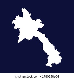 Mapa vector de Laos. color blanco sobre fondo azul.