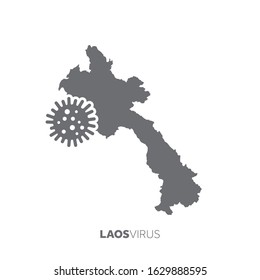 Laos map with a virus microbe. Illness and disease outbreak