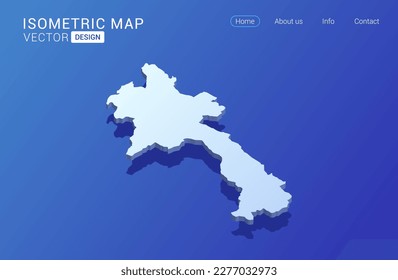 Laos mapea el blanco sobre el fondo azul con el concepto aislado 3D de ilustración vectorial de concepto isométrico.